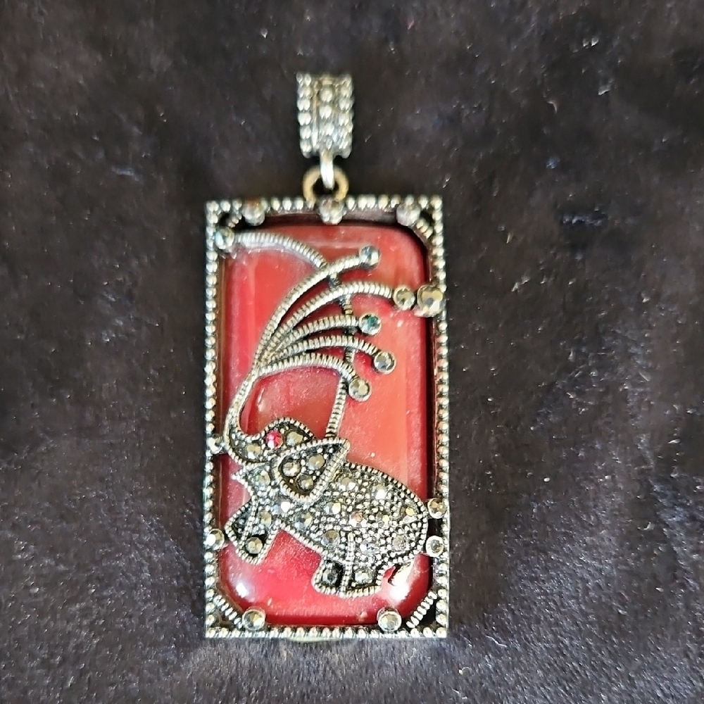 Elegant Red Elephant Pendant Necklace Jewelry